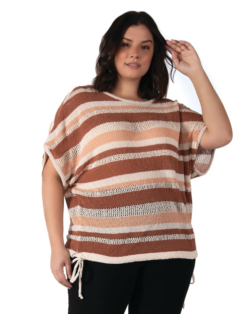 Plus size model wearing Chenzie Open Back Poncho Sweater by DEX PLUS | Dia&Co | dia_product_style_image_id:203001